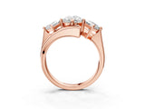 Rose gold Three-Stone Oval Cut Tension Band Ring with Four-Prong Setting_9