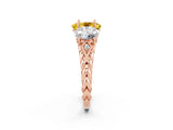Rose gold Three-Stone Oval Cut Yellow Sapphire Braided Band Ring with Four-Prong Setting_38