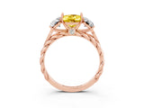 Rose gold Three-Stone Oval Cut Yellow Sapphire Braided Band Ring with Four-Prong Setting_39