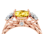 Rose gold Three-Stone Oval Cut Yellow Sapphire Braided Band Ring with Four-Prong Setting_40