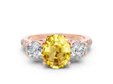 Rose gold Three-Stone Oval Cut Yellow Sapphire Pavé Band with Four-Prong Setting_24