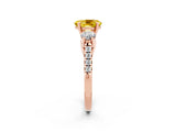Rose gold Three-Stone Oval Cut Yellow Sapphire Pavé Band with Four-Prong Setting_26