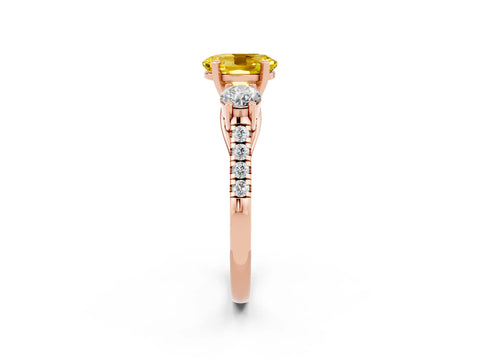 Rose gold Three-Stone Oval Cut Yellow Sapphire Pavé Band with Four-Prong Setting_26
