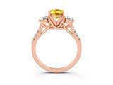 Rose gold Three-Stone Oval Cut Yellow Sapphire Pavé Band with Four-Prong Setting_27