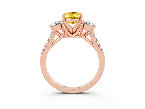 Rose gold Three-Stone Oval Cut Yellow Sapphire Pavé Band with Four-Prong Setting_27