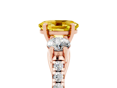 Rose gold Three-Stone Oval Cut Yellow Sapphire Pavé Band with Four-Prong Setting_29