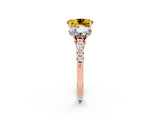 Rose gold Three-Stone Oval Cut Yellow Sapphire Ring with Pavé Band and Prong Setting_38