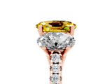 Rose gold Three-Stone Oval Cut Yellow Sapphire Ring with Pavé Band and Prong Setting_41