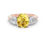 Rose gold Three-Stone Oval Cut Yellow Sapphire Ring with Pear Side Stones and Four-Prong Setting_24
