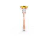 Rose gold Three-Stone Oval Cut Yellow Sapphire Ring with Pear Side Stones and Four-Prong Setting_26