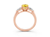 Rose gold Three-Stone Oval Cut Yellow Sapphire Ring with Pear Side Stones and Four-Prong Setting_27