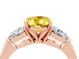 Rose gold Three-Stone Oval Cut Yellow Sapphire Ring with Pear Side Stones and Four-Prong Setting_28