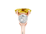Rose gold Three-Stone Oval Cut Yellow Sapphire Ring with Pear Side Stones and Four-Prong Setting_29
