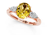 Rose gold Three-Stone Oval Cut Yellow Sapphire Ring with Pear  Side Stones in Four-Prong Setting_13