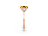 Rose gold Three-Stone Oval Cut Yellow Sapphire Ring with Pear  Side Stones in Four-Prong Setting_14
