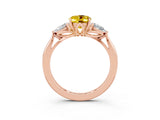 Rose gold Three-Stone Oval Cut Yellow Sapphire Ring with Pear  Side Stones in Four-Prong Setting_15