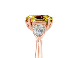 Rose gold Three-Stone Oval Cut Yellow Sapphire Ring with Pear  Side Stones in Four-Prong Setting_17