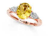 Rose gold Three-Stone Oval Cut Yellow Sapphire Ring with Pear  Side Stones in Four-Prong Setting_37