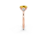 Rose gold Three-Stone Oval Cut Yellow Sapphire Ring with Pear  Side Stones in Four-Prong Setting_38