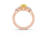 Rose gold Three-Stone Oval Cut Yellow Sapphire Ring with Pear  Side Stones in Four-Prong Setting_39