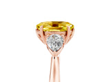 Rose gold Three-Stone Oval Cut Yellow Sapphire Ring with Pear  Side Stones in Four-Prong Setting_41