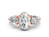 Rose gold Three-Stone Oval Diamond Channel Set Engagement Ring with Prong Setting_23