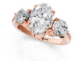 Rose gold Three-Stone Oval Diamond Channel Set Engagement Ring with Prong Setting_24