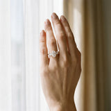 Rose gold Three-Stone Oval Diamond Channel Set Engagement Ring with Prong Setting_3