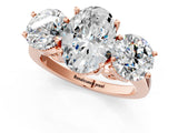Rose gold Three-Stone Oval Diamond Engagement Ring with Prong Setting on a Classic Band_12