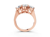 Rose gold Three-Stone Oval Diamond Engagement Ring with Prong Setting on a Classic Band_14