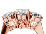 Rose gold Three-Stone Oval Diamond Engagement Ring with Prong Setting on a Classic Band_15