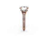 Rose gold Three-Stone Oval Diamond Milgrain Pave Band with Prong Setting 2