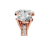 Rose gold Three-Stone Oval Diamond Milgrain Pave Band with Prong Setting 5