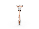 Rose gold Three-Stone Oval Diamond Ring with Pear Side Stones in Four-Prong Setting_51
