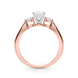 Rose gold Three-Stone Oval Solitaire Ring with Tapered Band and Four-Prong Setting 2