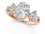 Rose gold Three-Stone Oval and Princess Cut Diamond Ring with Channel Band and Four-Prong Setting_17