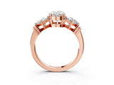 Rose gold Three-Stone Oval and Princess Cut Diamond Ring with Channel Band and Four-Prong Setting_19