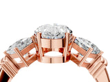 Rose gold Three-Stone Oval and Princess Cut Diamond Ring with Channel Band and Four-Prong Setting_20