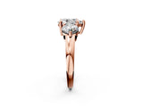 Rose gold Three-Stone Pear Brilliant Cut Solitaire Ring with Prong Setting on a Classic Band 2