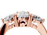 Rose gold Three-Stone Pear Brilliant Cut Solitaire Ring with Prong Setting on a Classic Band 4