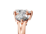 Rose gold Three-Stone Pear Brilliant Cut Solitaire Ring with Prong Setting on a Classic Band 5