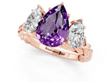 Rose gold Three-Stone Pear Cut Amethyst Braided Band Ring with Four-Prong Setting_13