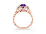 Rose gold Three-Stone Pear Cut Amethyst Braided Band Ring with Four-Prong Setting_15