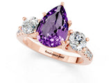Rose gold Three-Stone Pear Cut Amethyst Pavé Band with Four-Prong Setting_1