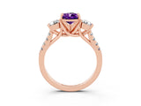 Rose gold Three-Stone Pear Cut Amethyst Pavé Band with Four-Prong Setting_3