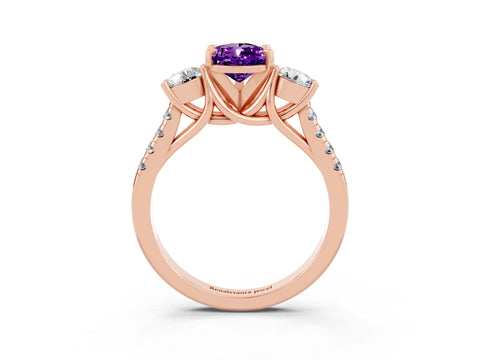 Rose gold Three-Stone Pear Cut Amethyst Pavé Band with Four-Prong Setting_3
