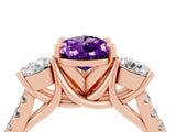 Rose gold Three-Stone Pear Cut Amethyst Pavé Band with Four-Prong Setting_4