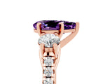 Rose gold Three-Stone Pear Cut Amethyst Pavé Band with Four-Prong Setting_5