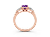 Rose gold Three-Stone Pear Cut Amethyst Ring with Pear Side Stones and Four-Prong Setting_3