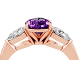 Rose gold Three-Stone Pear Cut Amethyst Ring with Pear Side Stones and Four-Prong Setting_4